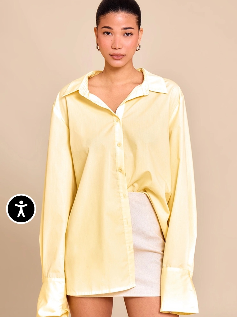 PRETTY LITTLE THING BUTTER YELLOW OVERSIZED CUFF SHIRT